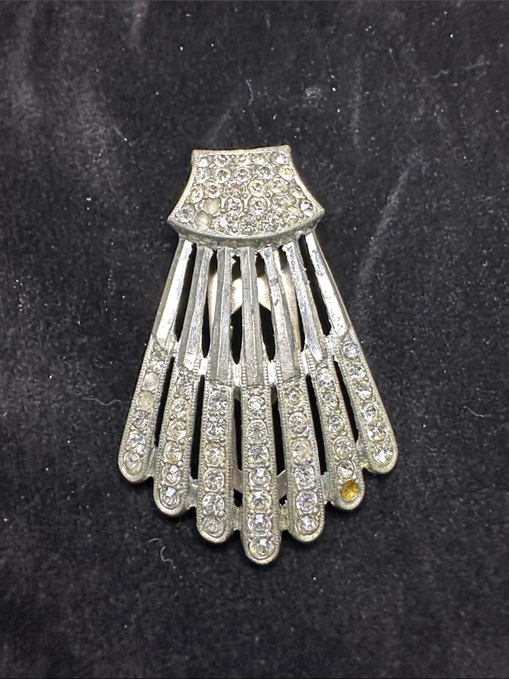 Silver Crystal Fan  dress clip